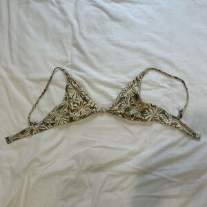 O'Neill Olive and White Leaf Print Bikini Top